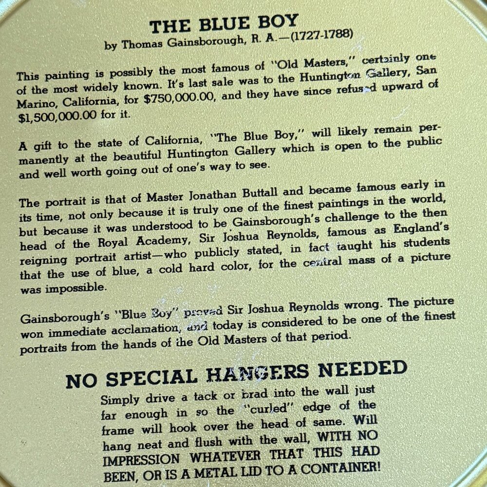 Vintage Tin Classic Picture of Blue Boy & Red Boy - Picture 14 of 15